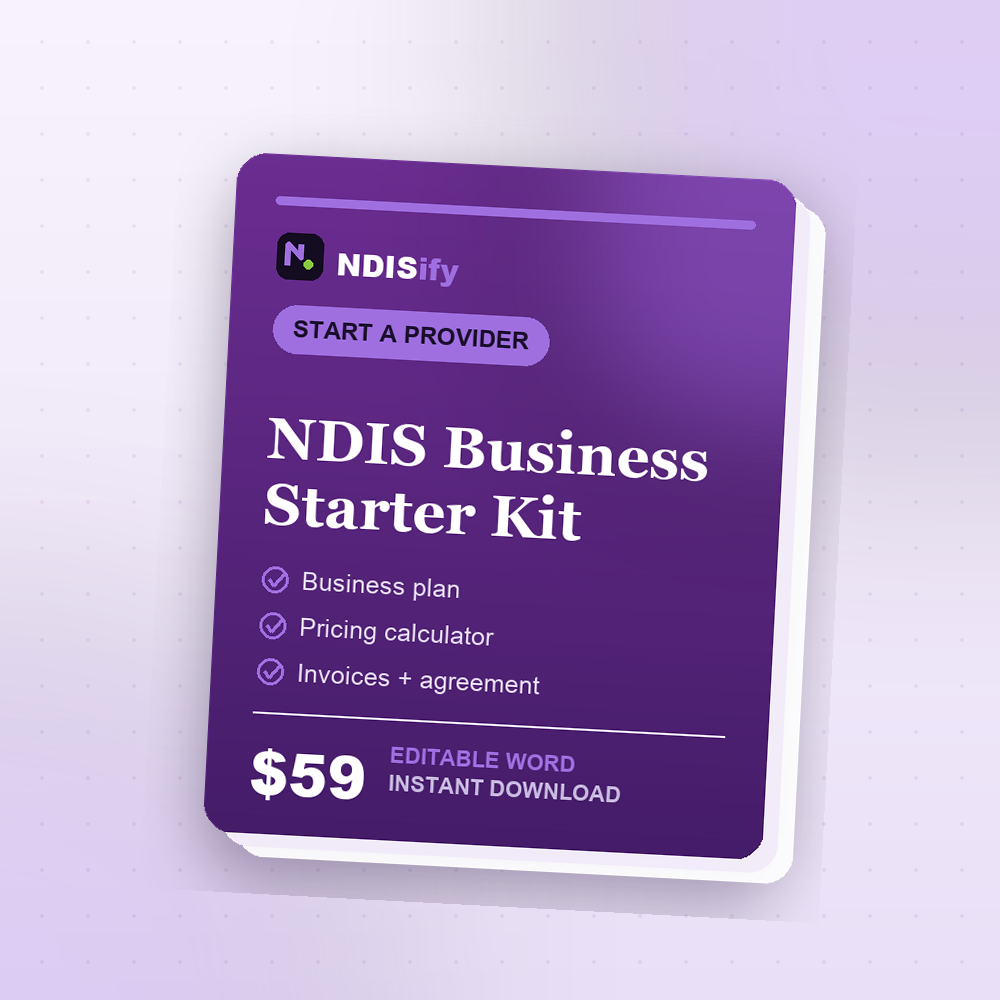 NDIS Business Starter Kit cover, editable NDIS Word template, instant download