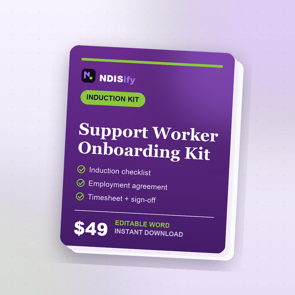 NDIS Support Worker Onboarding Kit cover, editable NDIS Word template, instant download